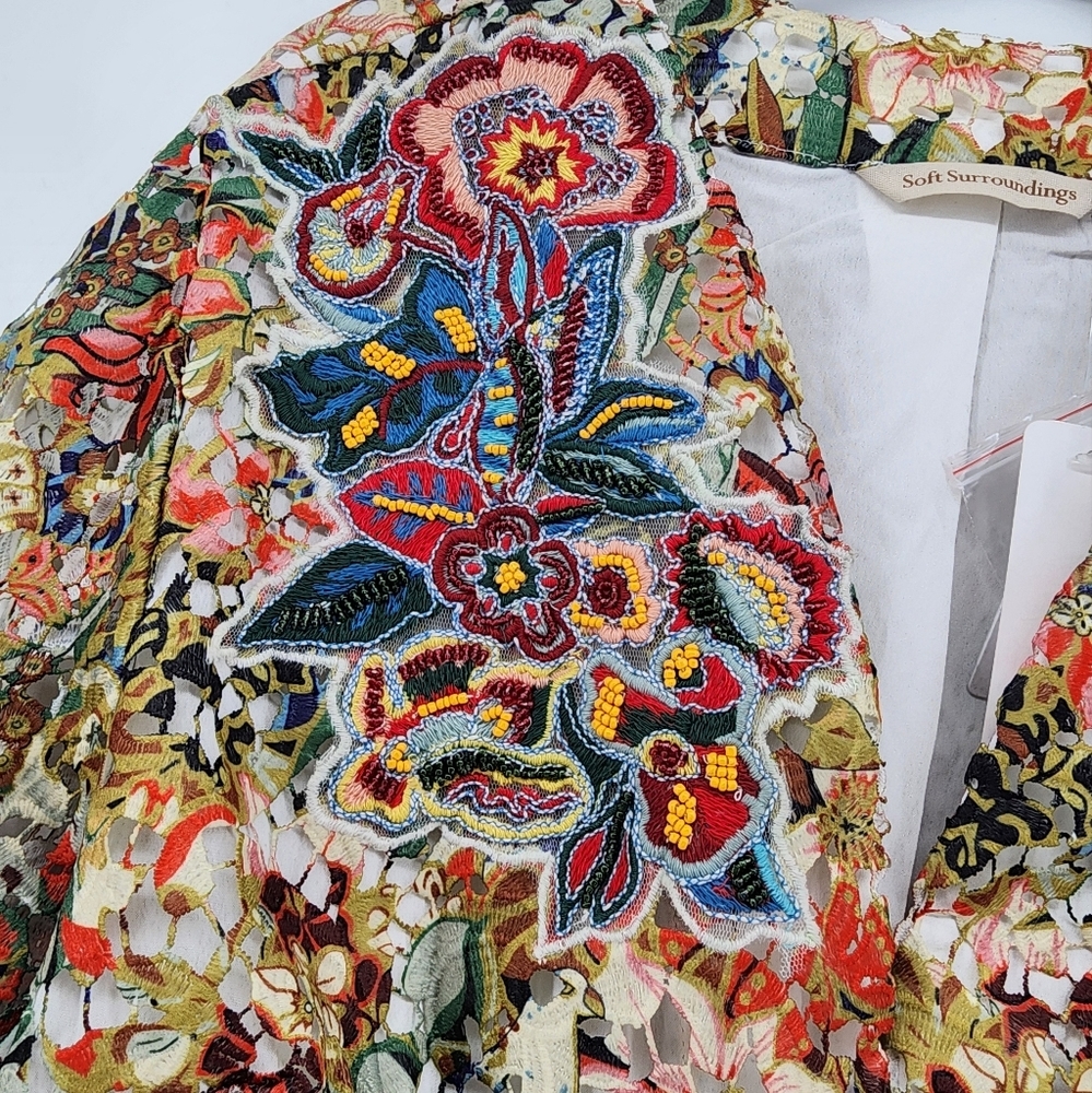 Soft Surroundings Multicolor Boho Lasercut Beaded Ariege Jacket New Med… - Picture 5 of 16